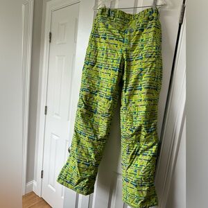 L.L. Bean Boys Patterned  Ski/Snow Pants- Green and Blue